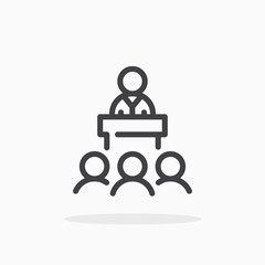 Conference icon in line style. Editable stroke.