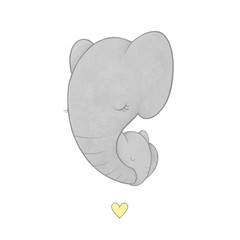 Mommy and Baby elephant yellow heart