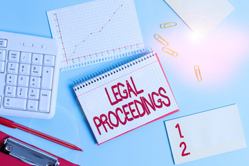 Word writing text Legal Proceedings. Business photo showcasing procedure instituted in a court of...