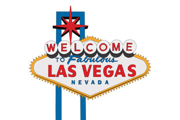 Vector of the Welcome to Fabulous Las Vegas sign with white background. - obrazy, fototapety, plakaty