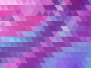 Vector abstract geometric background. Triangles of blue and pink shades.