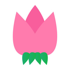 Rose Flower Icon - Isolated On White Background - Vector. Flat Rose Flower Logo. Simple Flower Icon For Tulip Template, Spa Label, Floral Logo, Wellness And Blooming Rose Icon