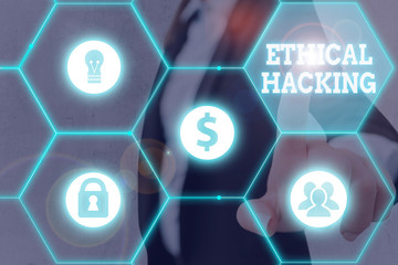Handwriting text writing Ethical Hacking. Conceptual photo act of locating weaknesses and...