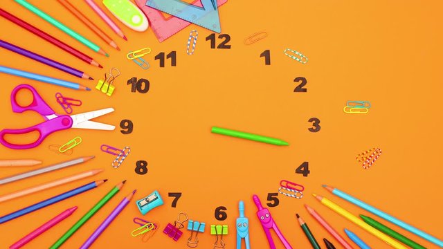 School supplies disappear when clockwise moving - Stop motion 