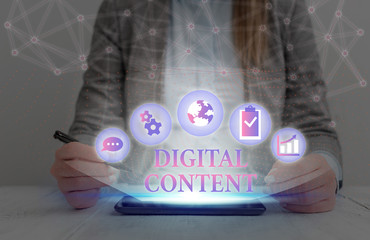 Handwriting text writing Digital Content. Conceptual photo any content that exists in the form of...
