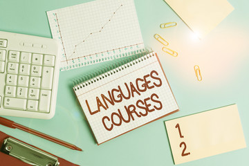 Word writing text Languages Courses. Business photo showcasing set of classes or a plan of study on...