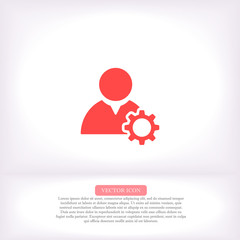 Man and cog vector icon , lorem ipsum Flat design
