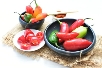 Aji variety sweet pepper in different colors