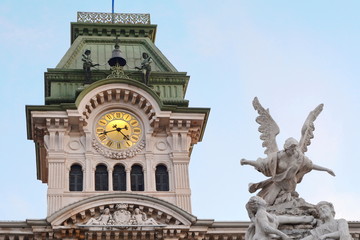 Fototapeta na wymiar Trieste, Italu, January10, 2020. city hall on Piazza Unita d Italia square view, Friuli Venezia Giulia region of Italy