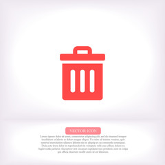 Trash vector icon , lorem ipsum Flat design