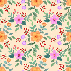 Seamless colorful flowers vector for fashion prints, wrapping, textile, paper, wallpaper.
