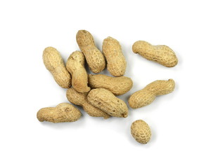 Peanuts isolated on the white background. Peanuts pod or arachis isolated on white background