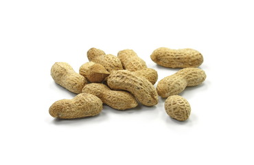 Peanuts isolated on the white background. Peanuts pod or arachis isolated on white background