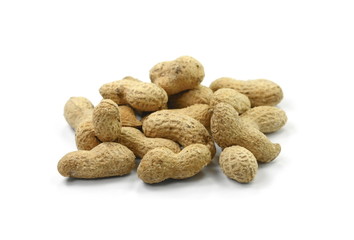 Peanuts isolated on the white background. Peanuts pod or arachis isolated on white background