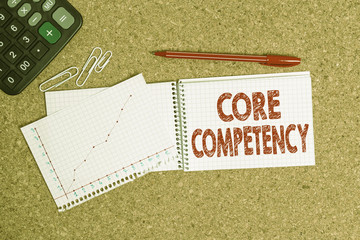 Word writing text Core Competency. Business photo showcasing harmonized combination of multiple...