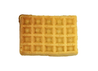 Freshly baked belgian waffles isolated on white background.