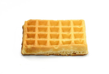 Freshly baked belgian waffles isolated on white background.