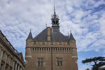 Donjon at back of City hall (Capitolium) of Toulouse. Designed to hold gunpowder and archives, this building constructed in 1525. Square Charles de Gaulle, Toulouse, Haute-Garonne, Occitanie, France.