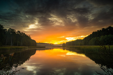 Fototapeta na wymiar Sunrise on the lake. High resolution nature landscape.