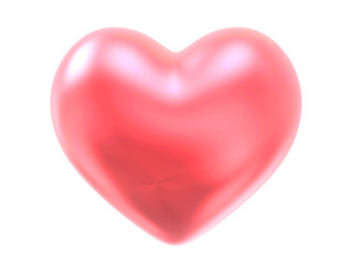 Pink red heart glossy shape isolated on white background with clipping path. Object.