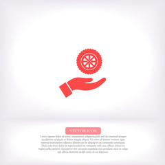 wheel in the hand icon , lorem ipsum Flat design