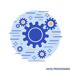 Data processing, information computing flat design style vector concept illustration