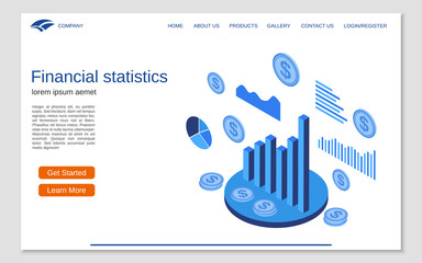 Business statistics flat isometric vector concept illustration