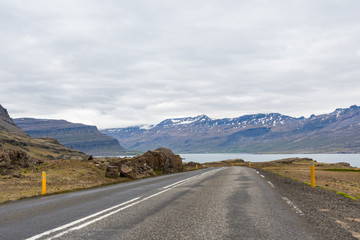 The ring road in Berufjordur in east Iceland