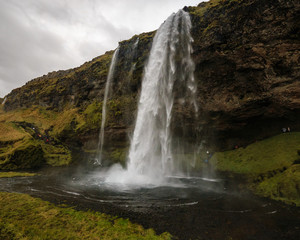 Compact shot of Seljalandsfoss waterfall
