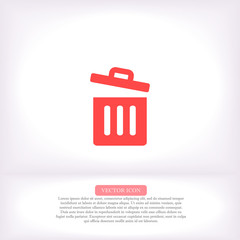 Trash vector icon , lorem ipsum Flat design