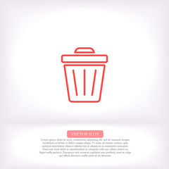 Trash vector icon , lorem ipsum Flat design