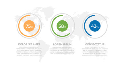 Set of orange and green, blue elements for infographic with world map presentation slides.