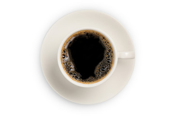 Coffee cup top view isolated on white background