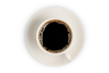 Coffee cup top view isolated on white background