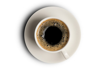 Coffee cup top view isolated on white background