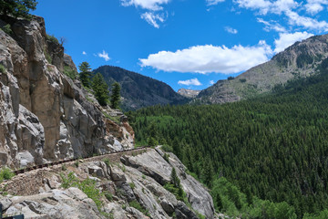 Mountain landscape with road on a cliff in Colorado
