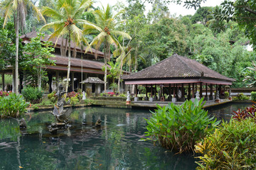 Fototapeta na wymiar Pavilion in the Lake at Gung Kawi Sebatu Temple in Bali, Indonesia