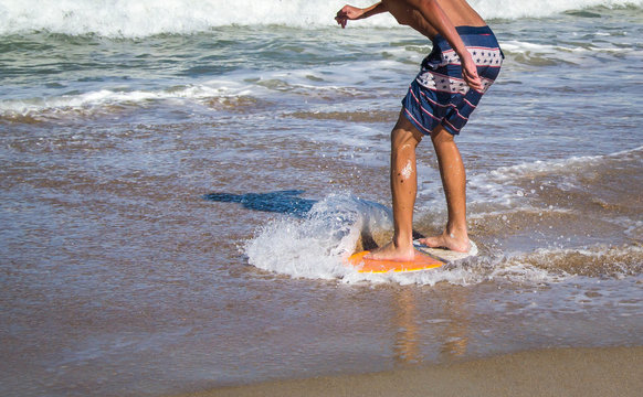 Young man on boogie board