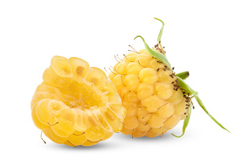 white raspberries isolated on white background