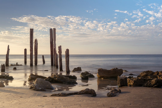 Port Willunga beach jetty ruins: Golden hour