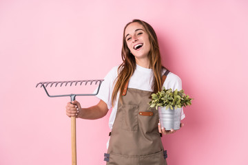 Young caucasian gardener woman