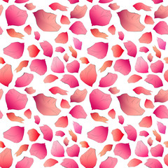 festive abstract pattern of rose petals on a white background