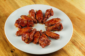 Chicken wings with barbeque sauce, Chicken wings BBQ, Korean chicken wings, spicy wings