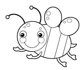 Cartoon animal insect bee on white background - coloring page - illustration