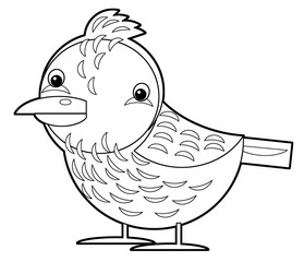 Cartoon animal bird lark skylark on white background - coloring page - illustration