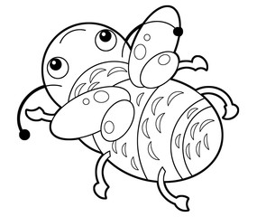 Cartoon animal insect bumblebee on white background - coloring page - illustration