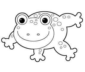 Cartoon animal frog toad on white background - coloring page - illustration for the children