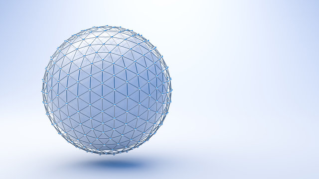 protective grid around a blue sphere on blue background