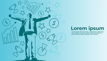 Successful Business Background Vector Illustration with Copy Space, Free Space for Text  