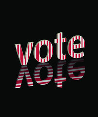 Vote 3d typography with stripes.